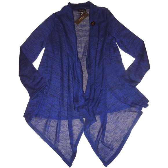 Cardigan Sweater NEW lightweight knit top long sleeve navy blue summer - Picture 1 of 9